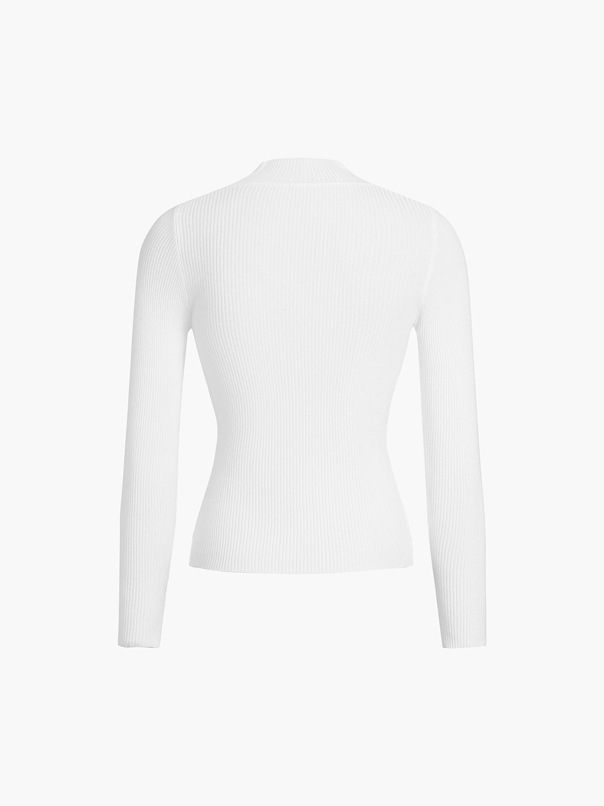 Ribbed Long Sleeve Knit Top with Mock Neck – Slim Fit for Layering and Casual Outfits - We are MFEO