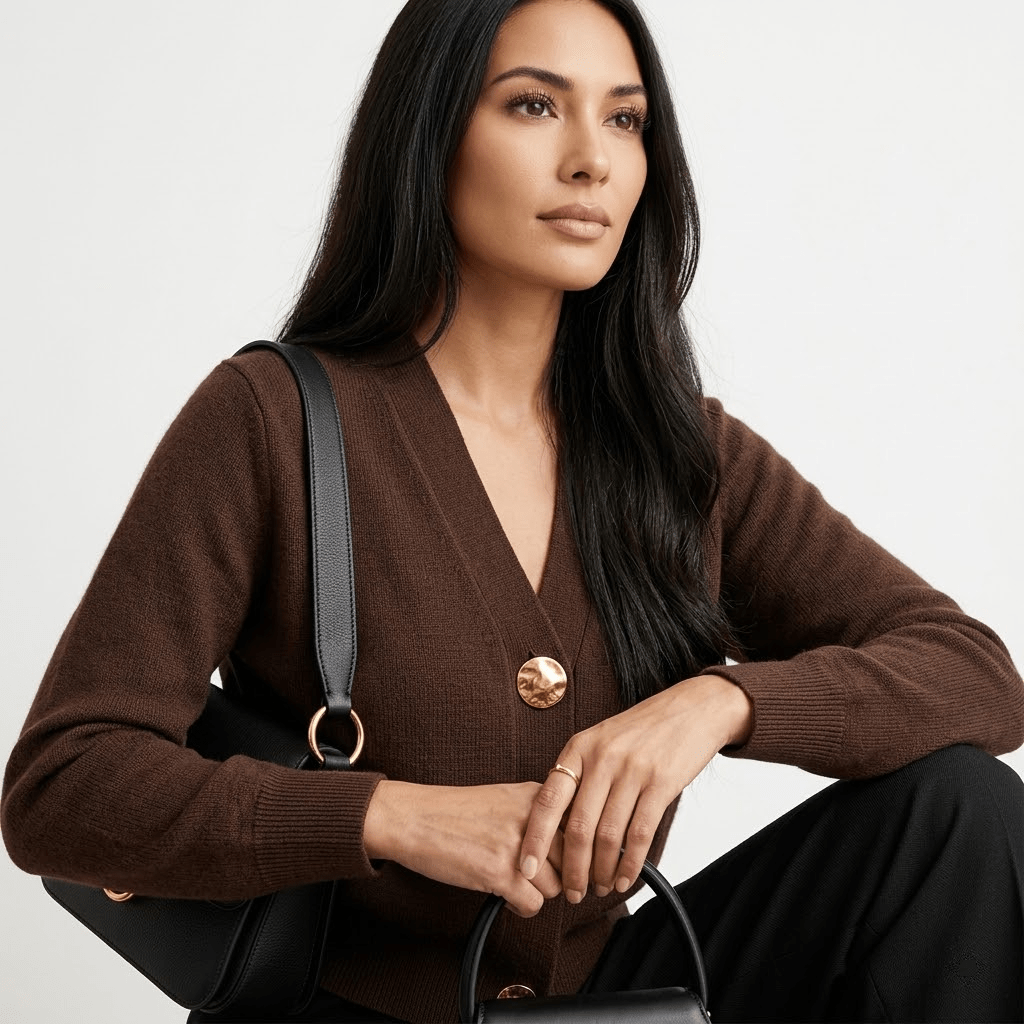 Women's Cardigan V - Neck – Tailored Fit with Gold Closure - We are MFEO