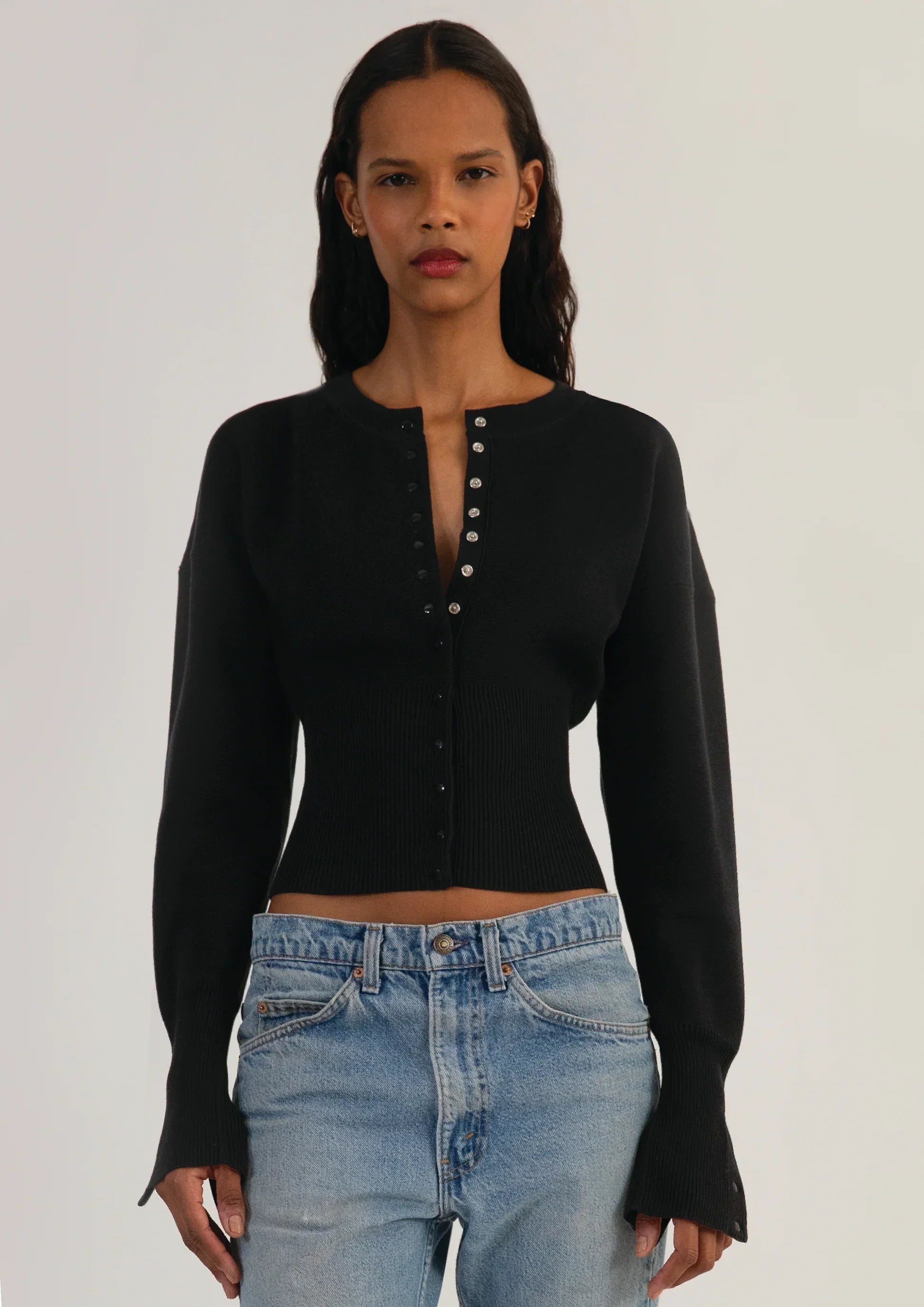 Women's Cropped Cardigan – Fitted Knit with Button Closure - We are MFEO