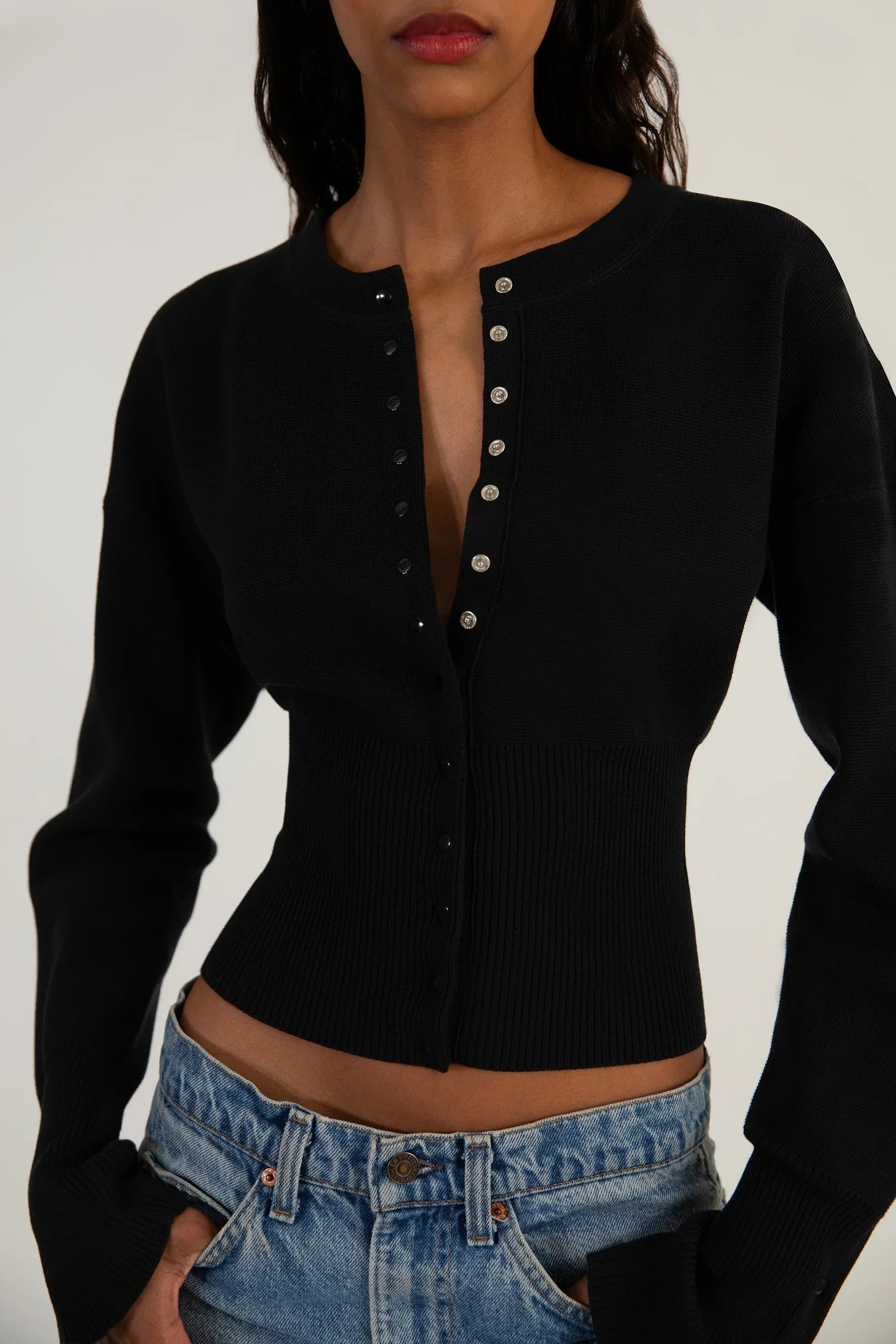 Women's Cropped Cardigan – Fitted Knit with Button Closure - We are MFEO