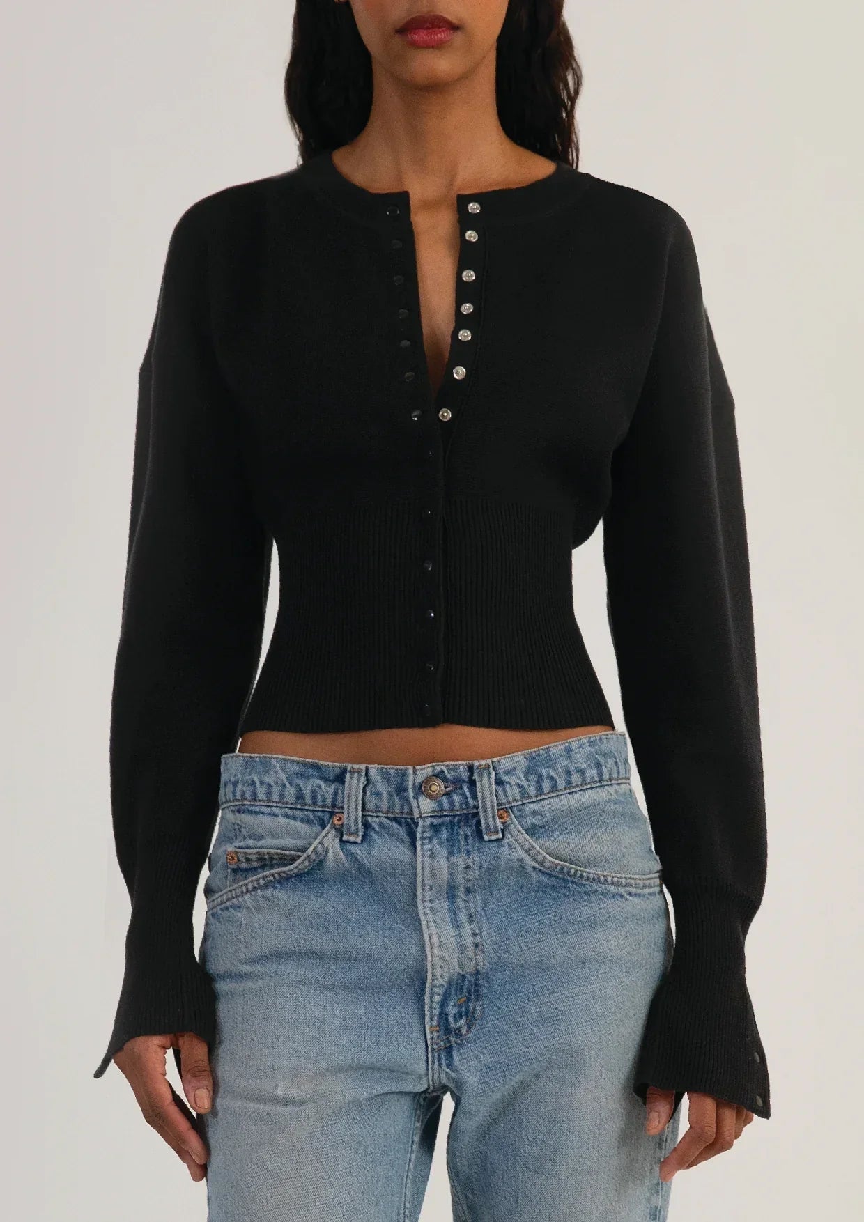 Women's Cropped Cardigan – Fitted Knit with Button Closure - We are MFEO