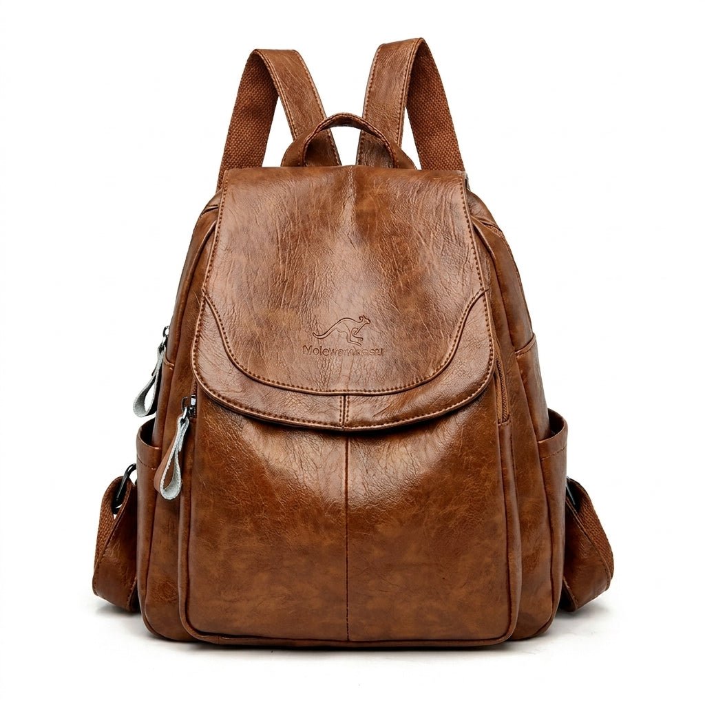Women's Leather Backpack for Work – Structured Everyday Knapsack with Adjustable Straps - We are MFEO