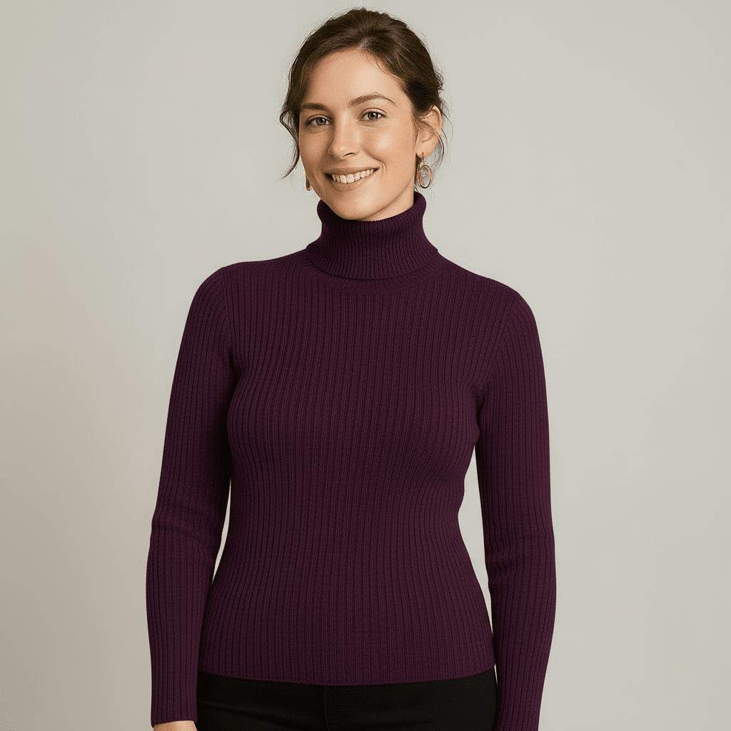 Women's Ribbed Turtleneck Sweater – Slim Fit for Autumn and Winter - We are MFEO