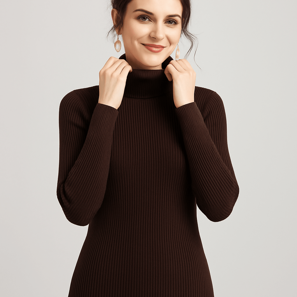 Women's Ribbed Turtleneck Sweater – Slim Fit for Autumn and Winter - We are MFEO