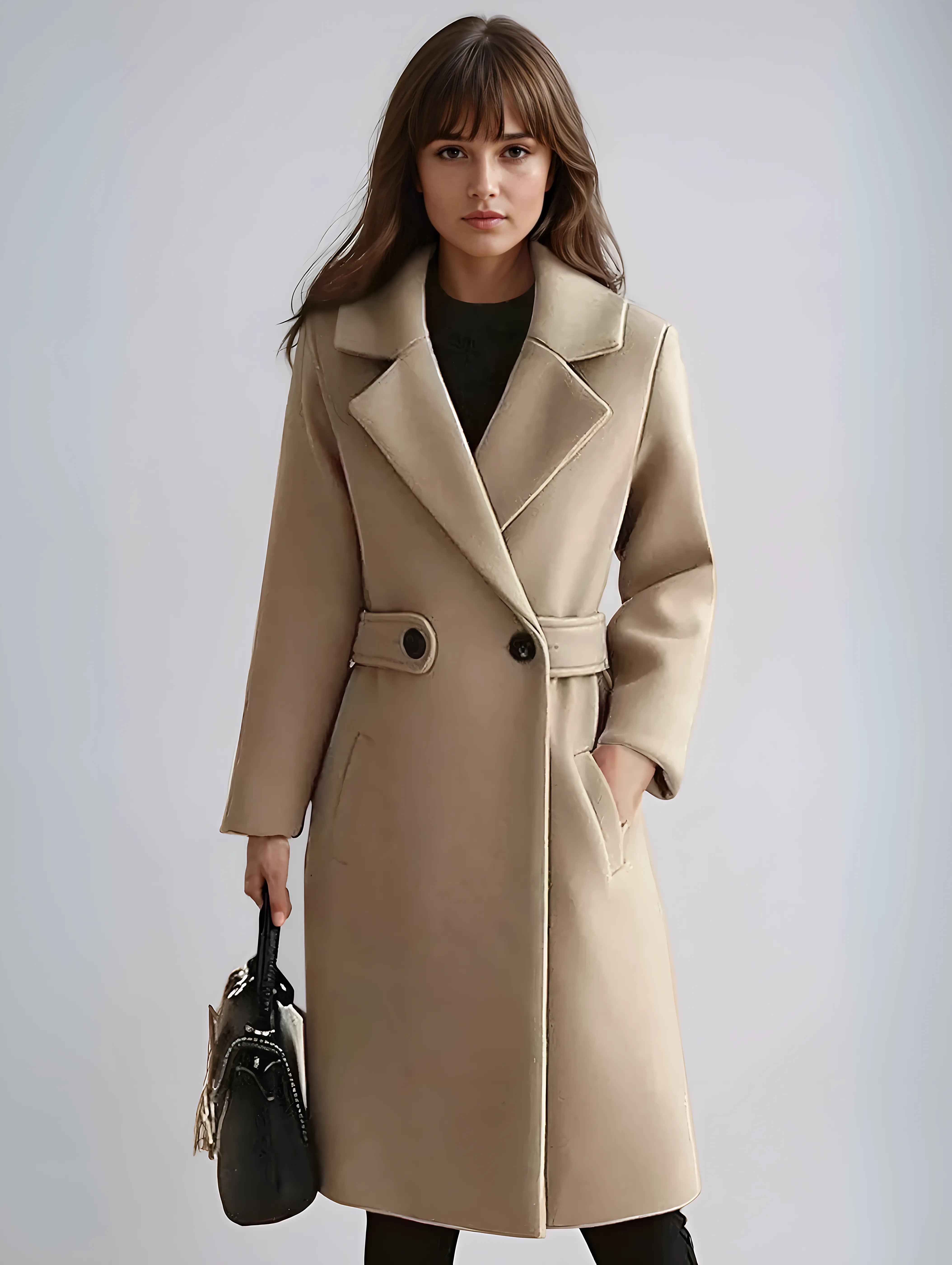 Women's Trench Coat – Tailored Long Fit with Wide Lapel - We are MFEO